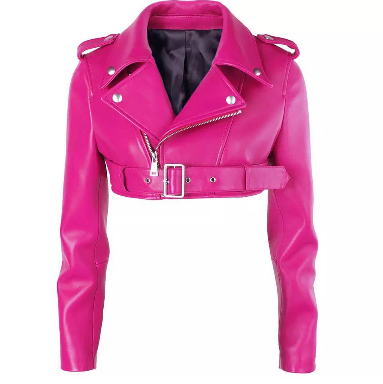 Cropped Biker Leather Jacket (PRE ORDER ONLY)