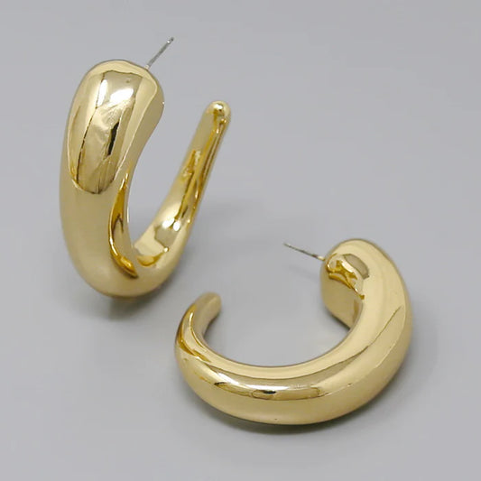 Oval Shape Gold Hoop Earrings