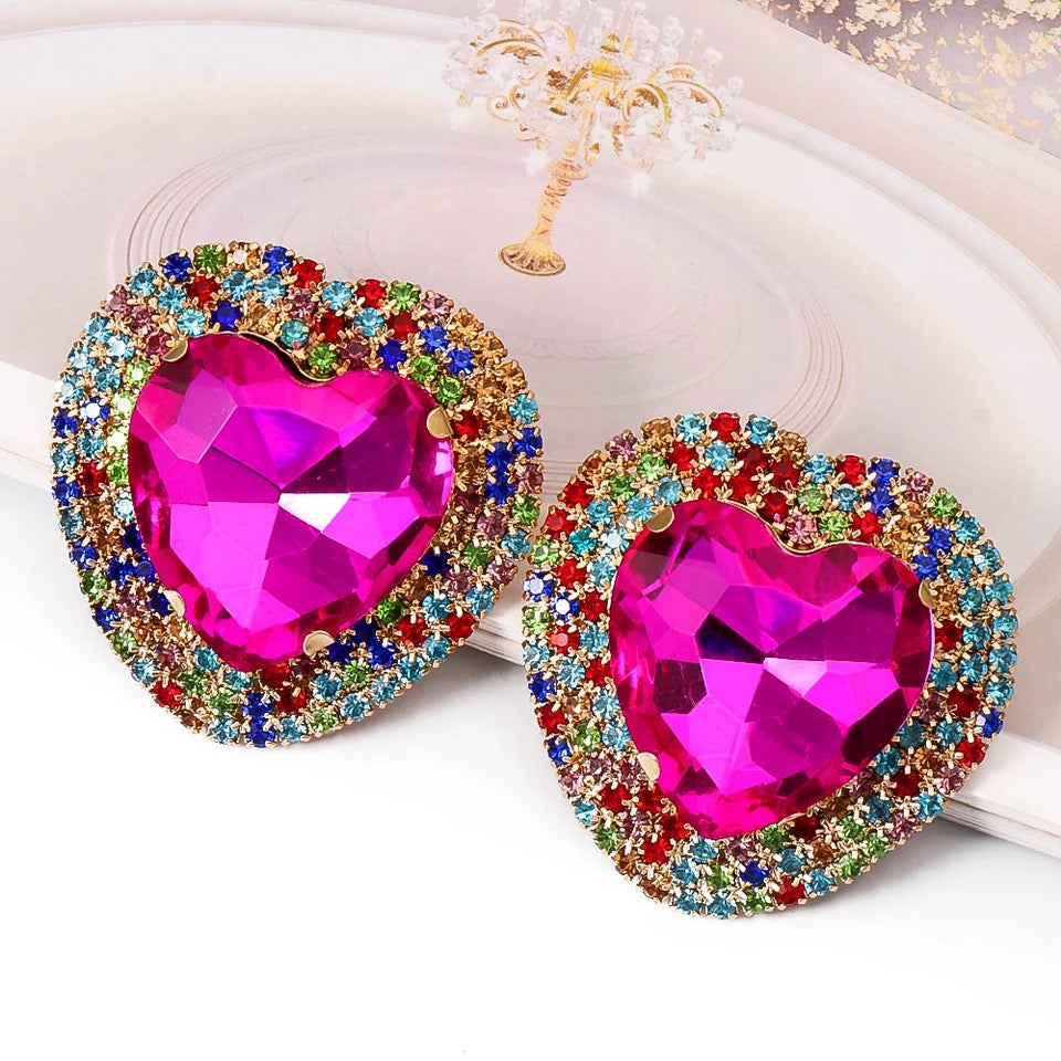 Heart Shape Studded Earrings